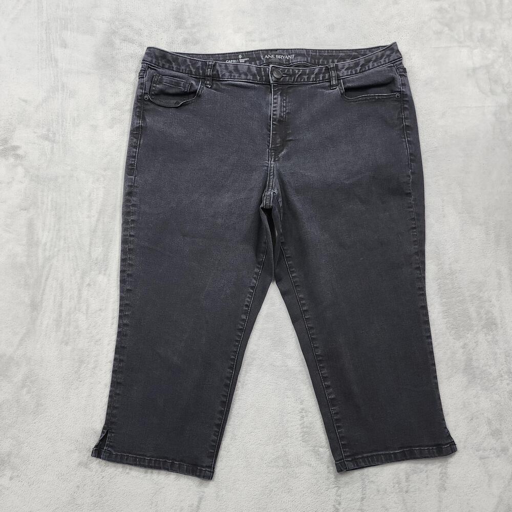 Lane Bryant Jeans Womens 18 Faded Black Mid Rise Capri Genius Fit Stretch Denim